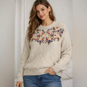 Elegant Floral Knit Sweater